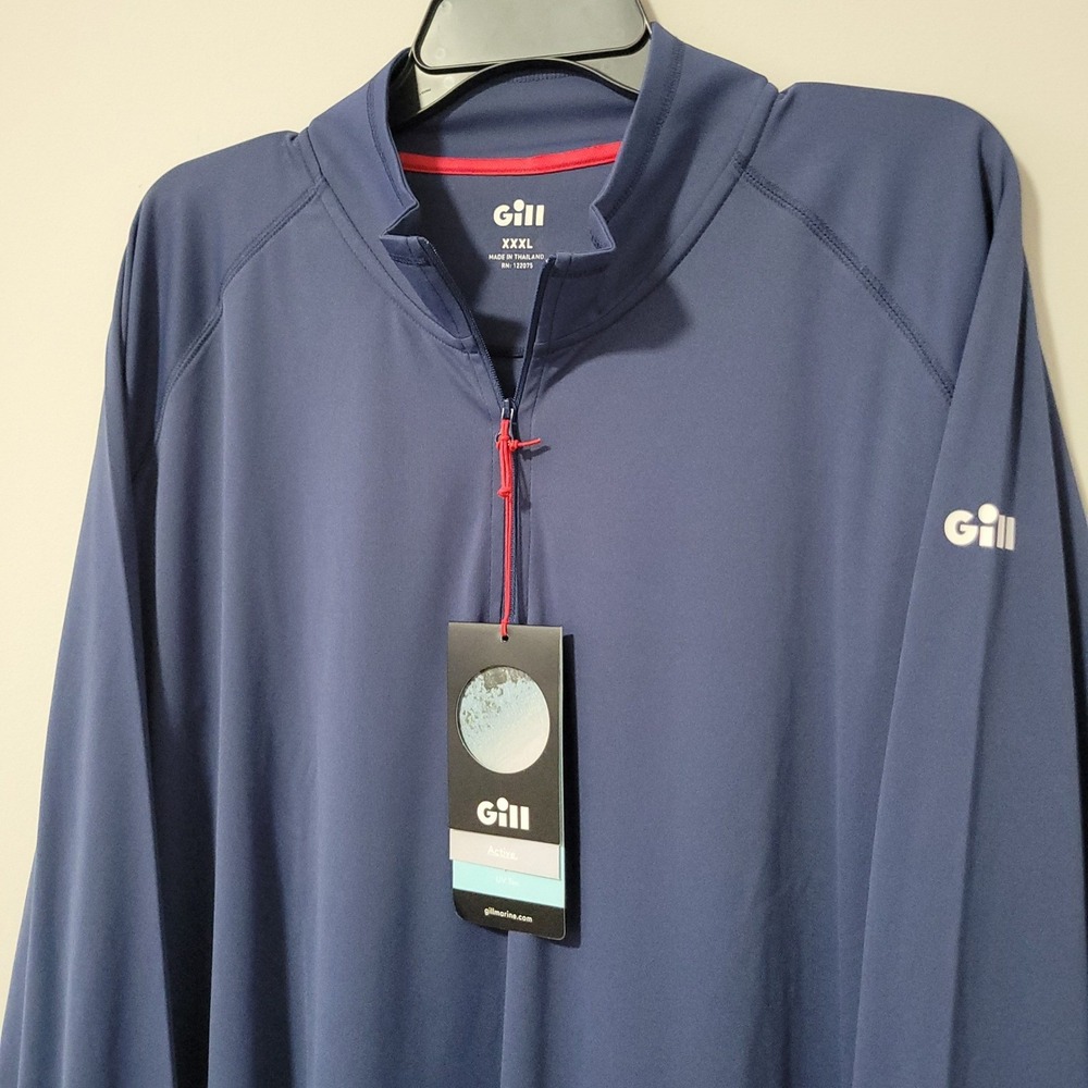 NWT Gill Active UV Tec Mens XXXL Blue Quarter Zip Performance Pullover